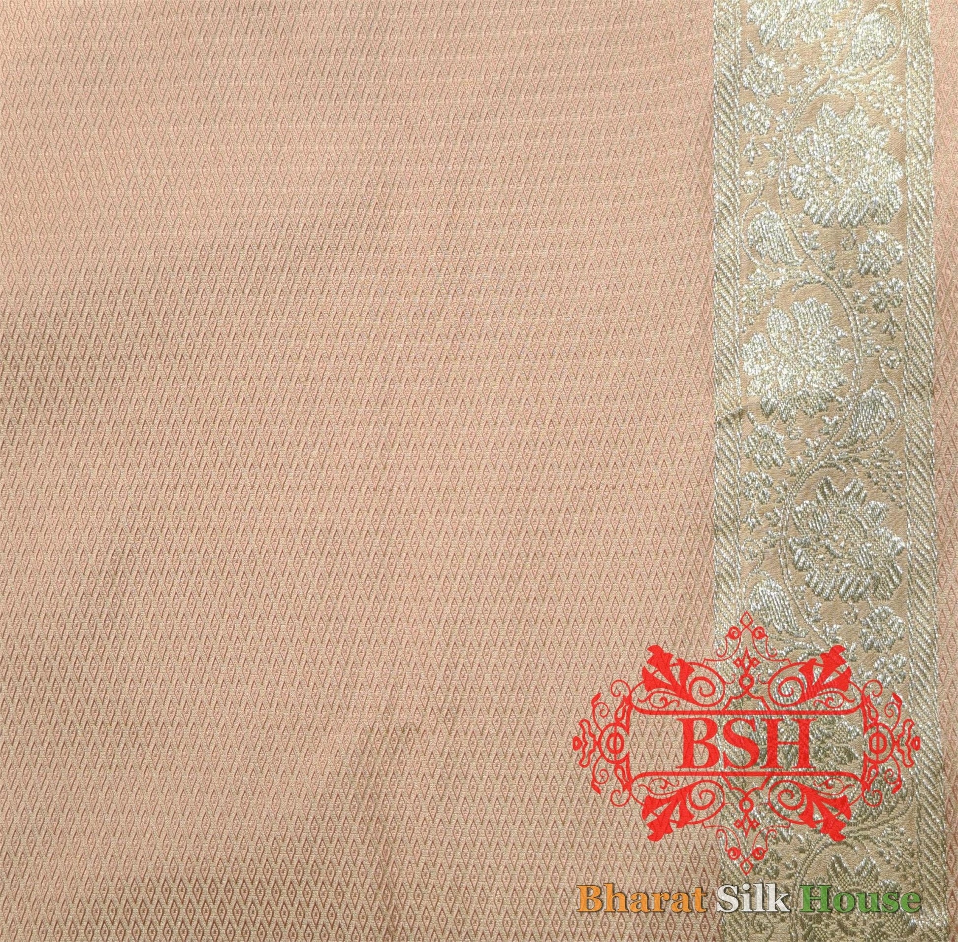 Shades Of Peach Single Zari Tanchoi Silk Saree - Bharat Silk House Tanchoi katan