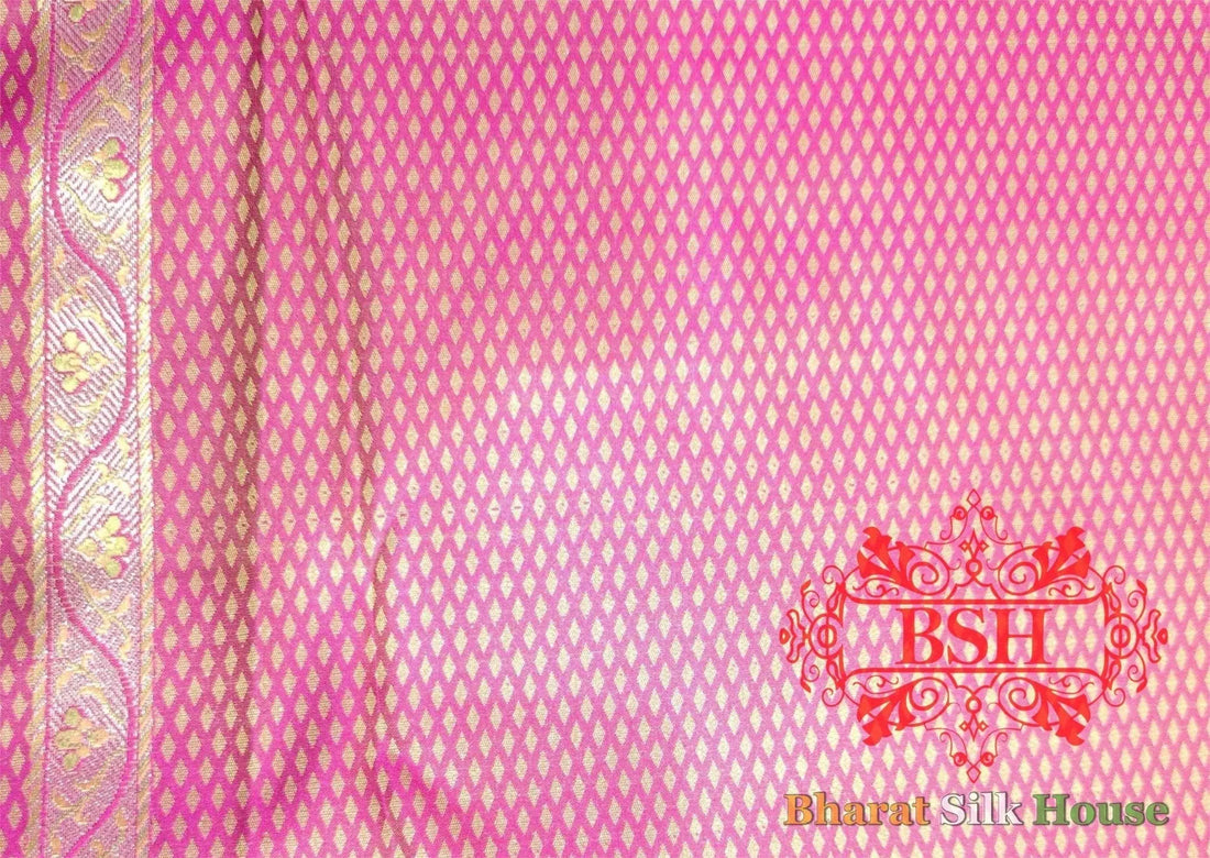 Shades Of Pink Dohri Resham Zari Booti Tanchoi Silk Saree - Bharat Silk House Semi-Silk