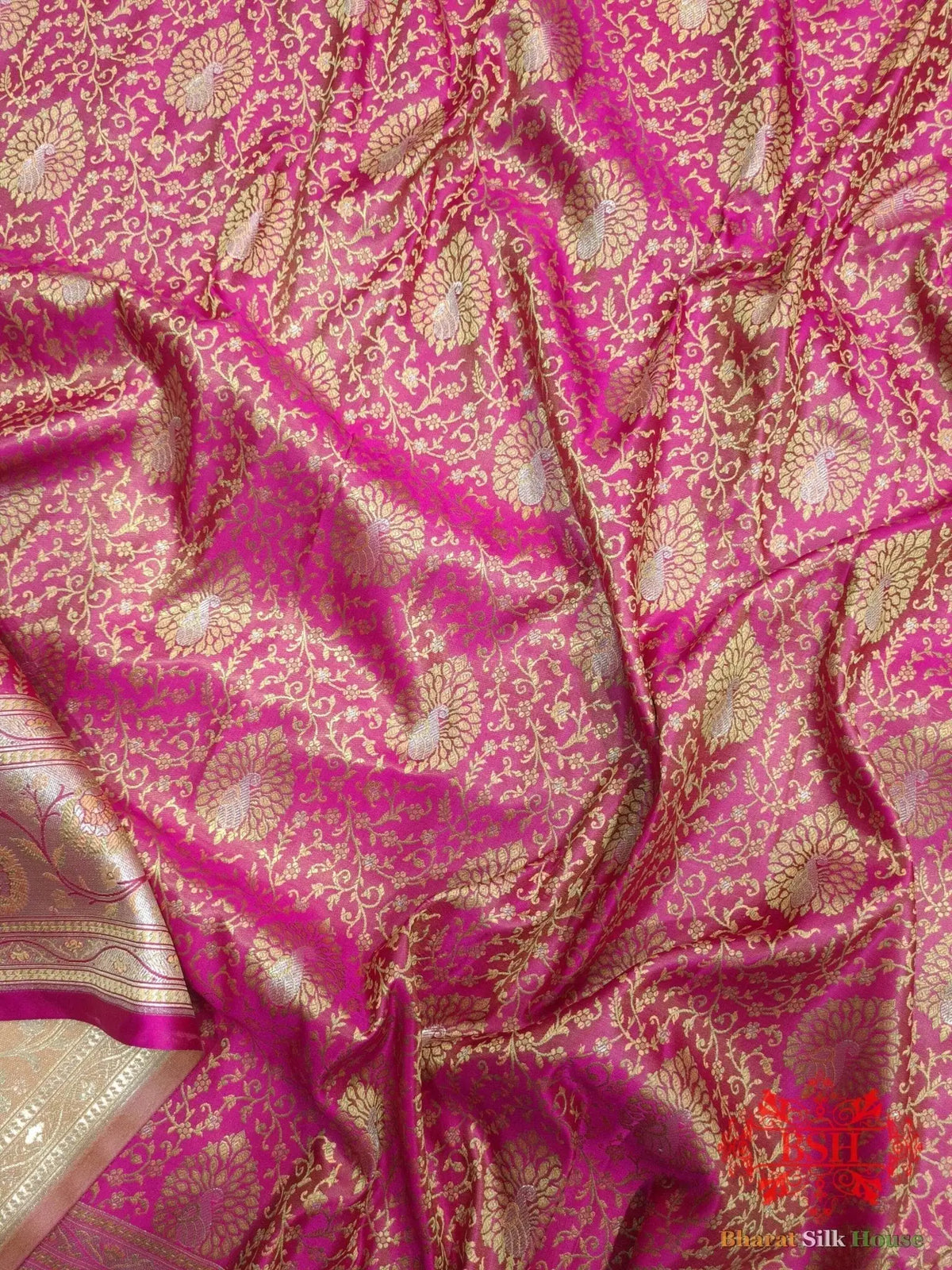 Shades Of Pink Dohri Resham Zari Booti Tanchoi Silk Saree - Bharat Silk House Semi-Silk