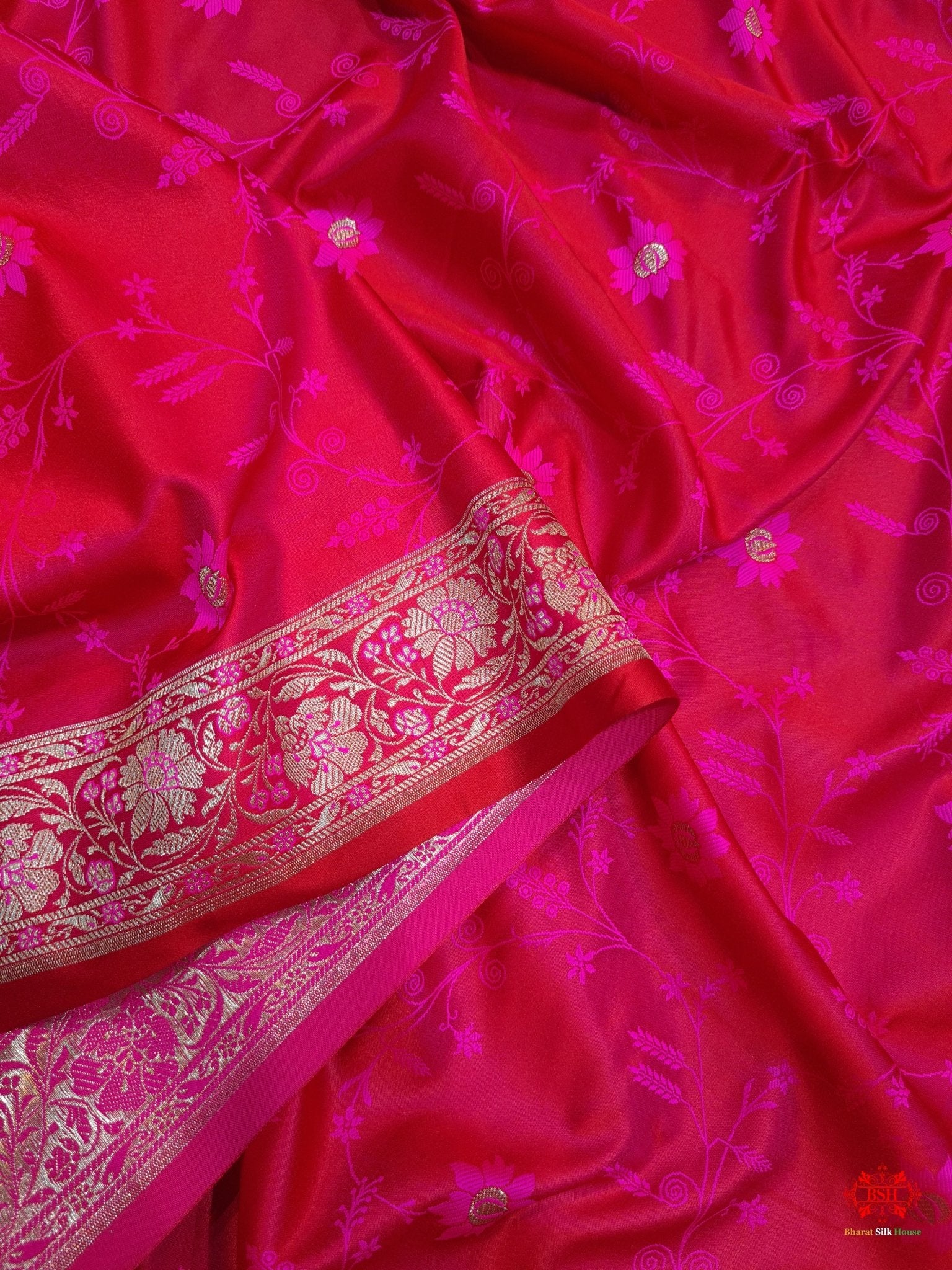 Shades Of Pink Single Zari Tanchoi Silk Saree - Bharat Silk House Tanchoi katan