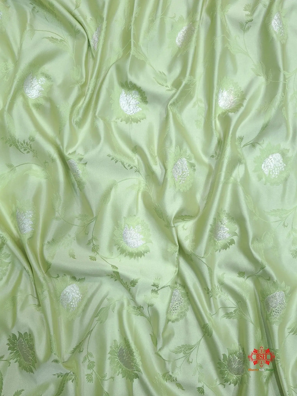Shades Of Pista Green Single Zari Tanchoi Silk Saree - Bharat Silk House Tanchoi katan