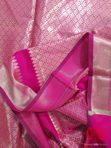 Shades Of Rani Pink Banarasi Brocade Semi Silk Dupatta - Bharat Silk House Semi Dupatte
