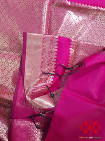 Shades Of Rani Pink Banarasi Brocade Semi Silk Dupatta - Bharat Silk House Semi Dupatte