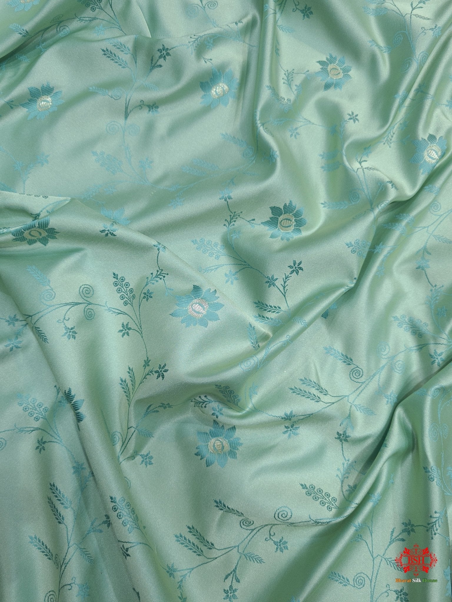 Shades Of Sea Green Pink Single Zari Tanchoi Silk Saree - Bharat Silk House Tanchoi katan
