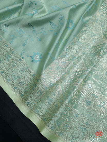 Shades Of Sea Green Pink Single Zari Tanchoi Silk Saree - Bharat Silk House Tanchoi katan