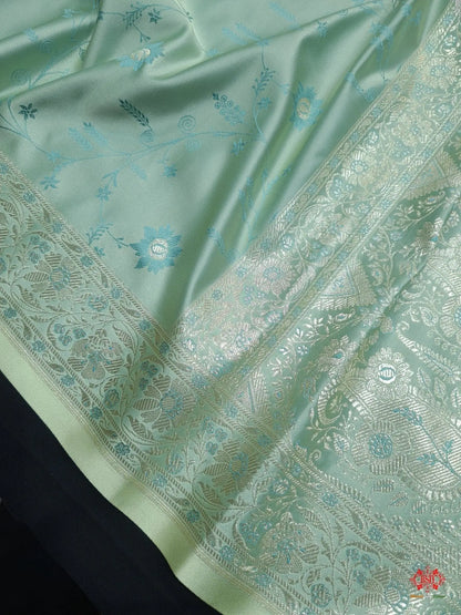 Shades Of Sea Green Pink Single Zari Tanchoi Silk Saree - Bharat Silk House Tanchoi katan