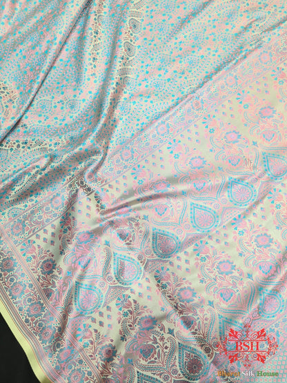 Shades Of Tea Green Dohri Resham Tanchoi Silk Saree - Bharat Silk House Tanchoi katan