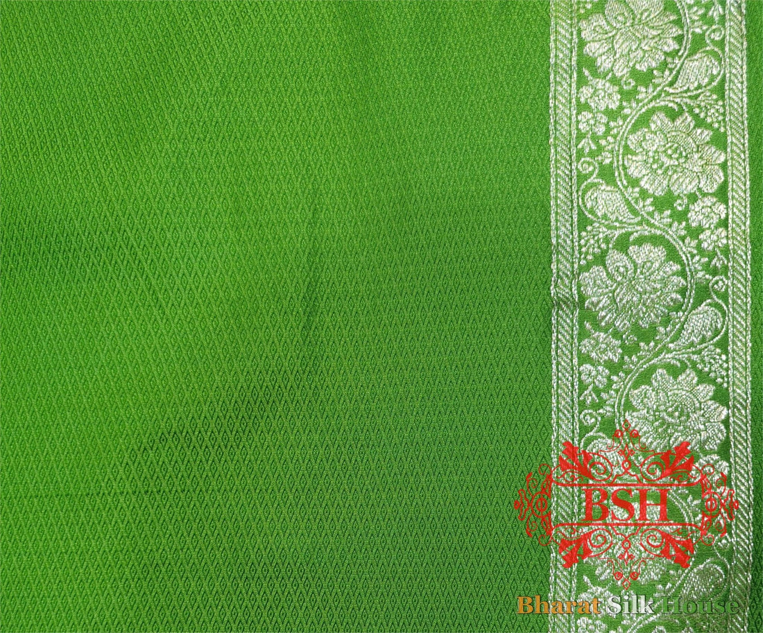 Shamrock Shades Of Green Single Zari Tanchoi Silk Saree - Bharat Silk House Tanchoi katan
