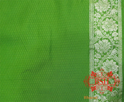 Shamrock Shades Of Green Single Zari Tanchoi Silk Saree - Bharat Silk House Tanchoi katan