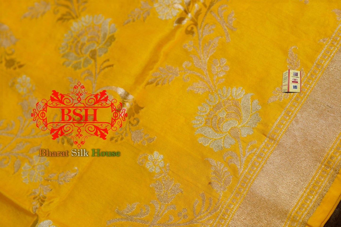 Tuscany Yellow Pure Banarasi Kataan Silk Dupatta - Bharat Silk House Pure Silk Dupatta