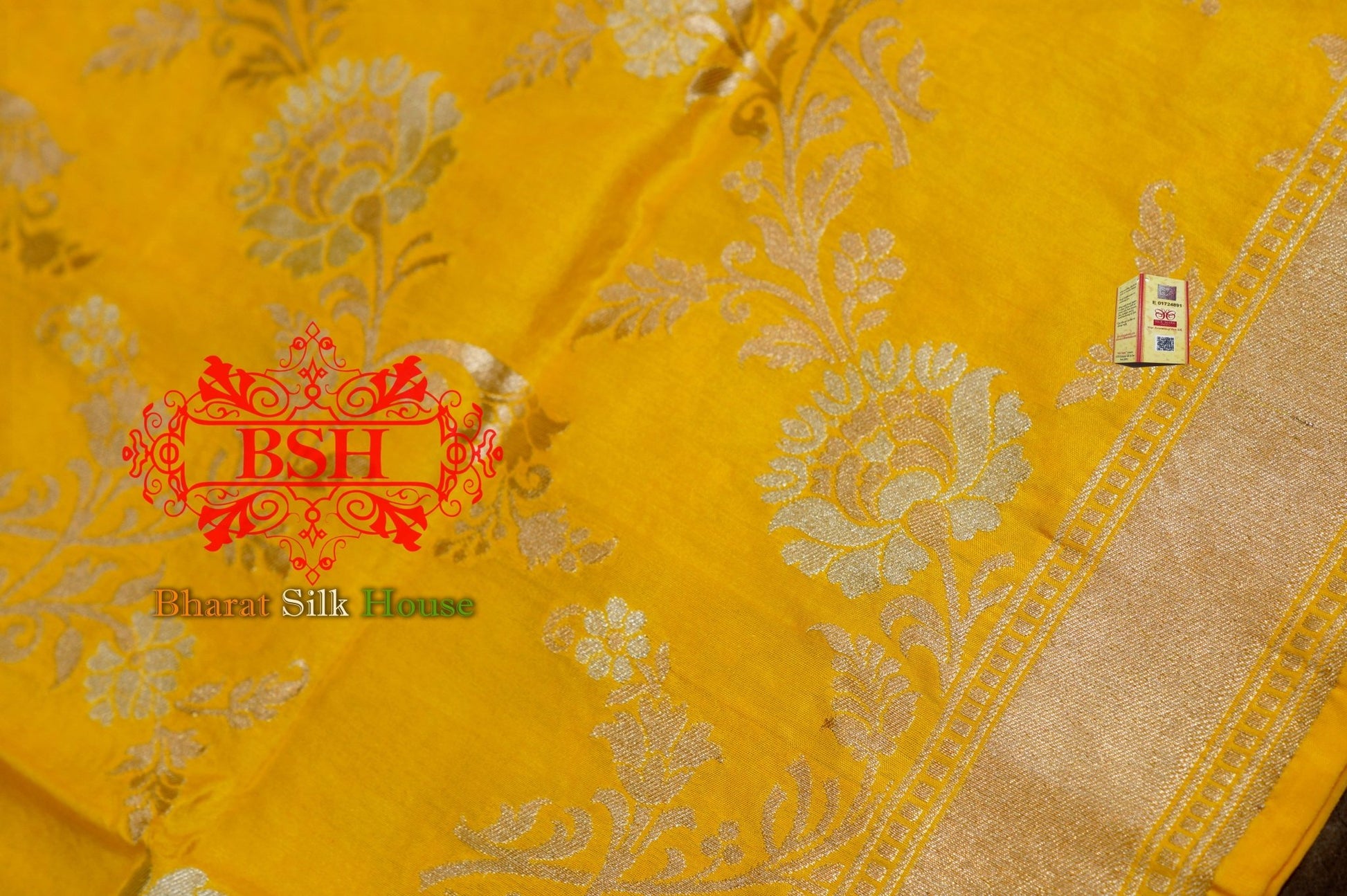 Tuscany Yellow Pure Banarasi Kataan Silk Dupatta - Bharat Silk House Pure Silk Dupatta