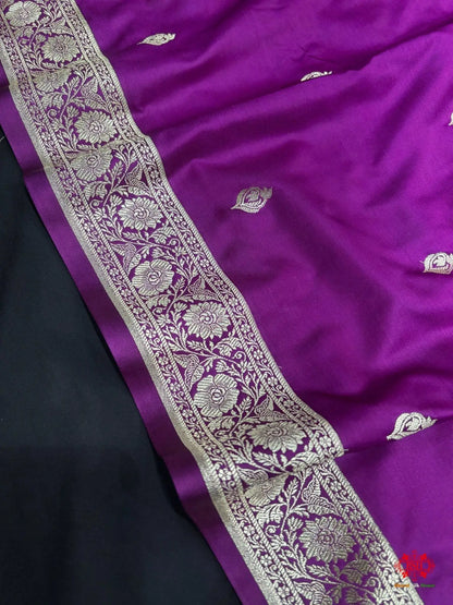 Violet Mashru Silk All Over Booti With Jaal Blouse Design Saree - Bharat Silk House Mashroo Silk
