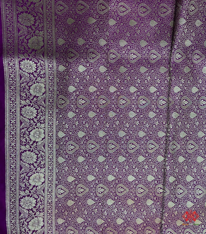 Violet Mashru Silk All Over Booti With Jaal Blouse Design Saree - Bharat Silk House Mashroo Silk