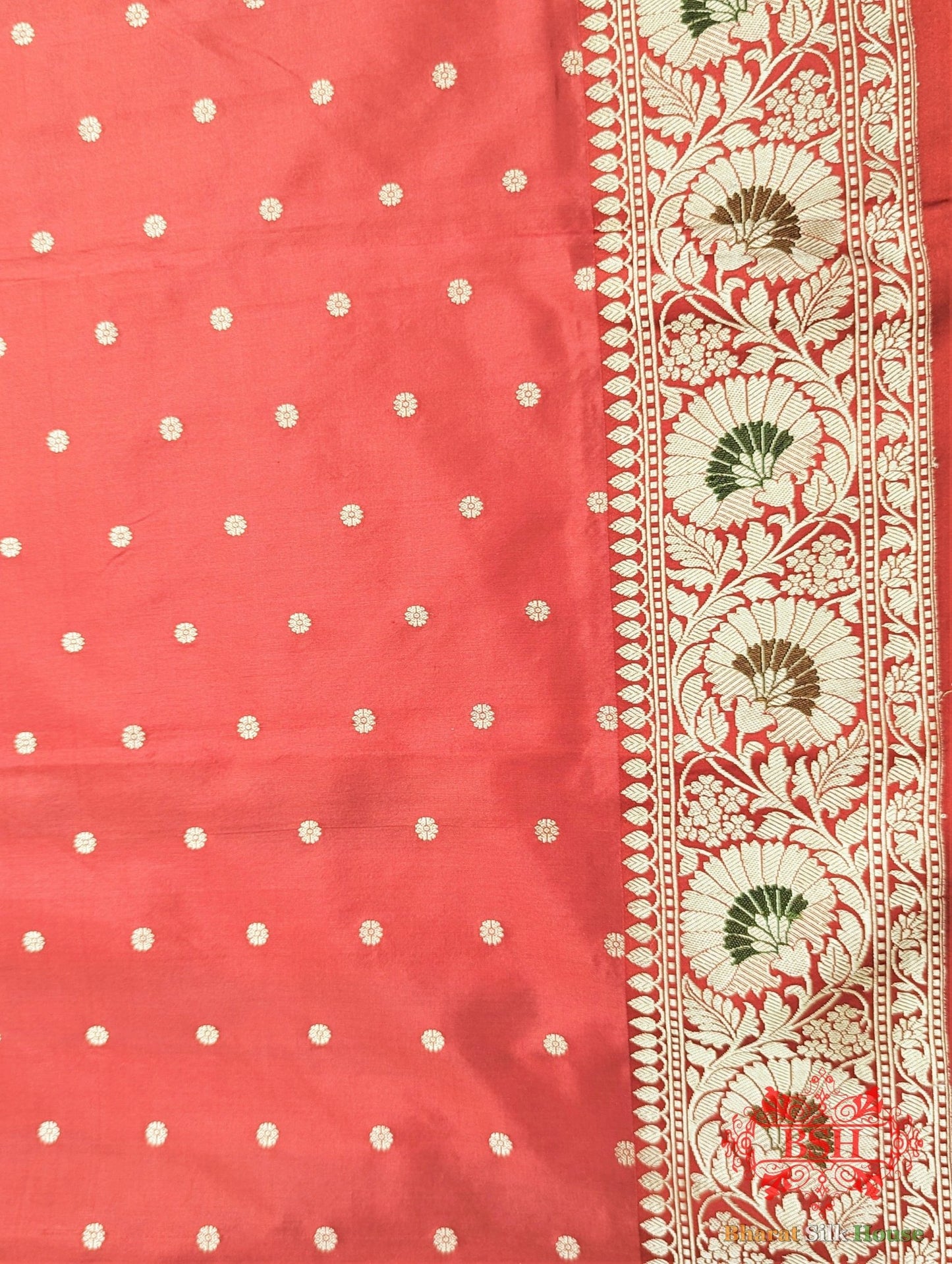 White Pure Katan Silk Banarasi Saree - Bharat Silk House Pure Kataan Silk
