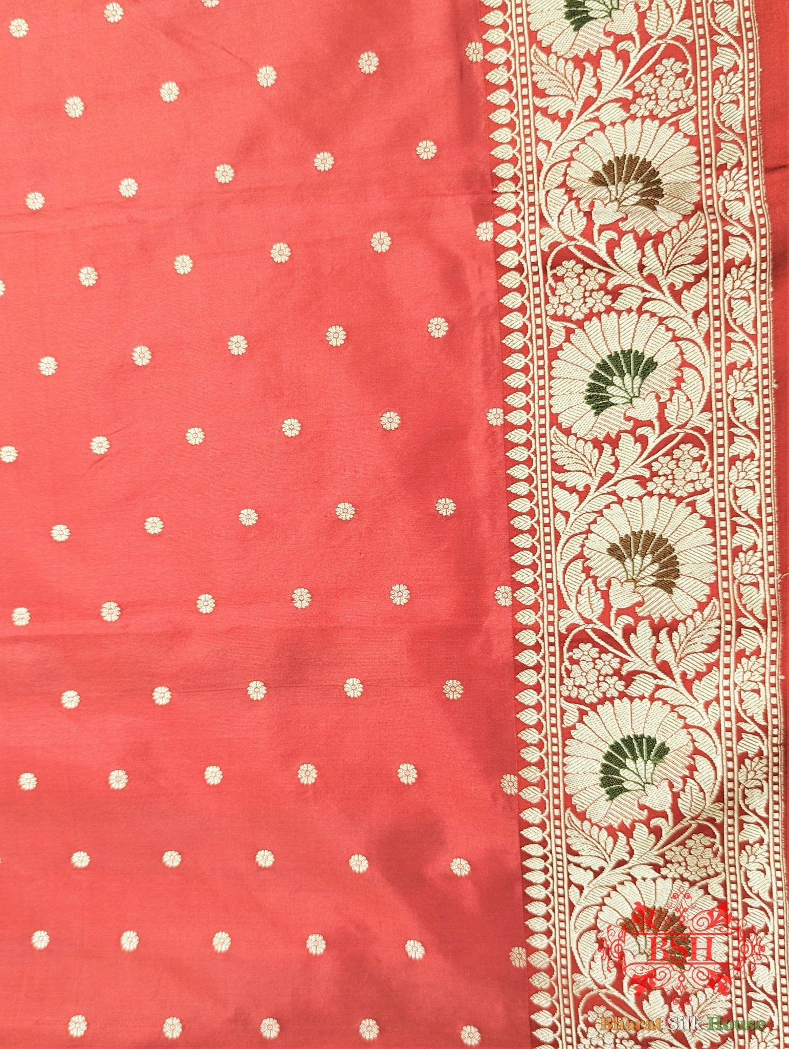 White Pure Katan Silk Banarasi Saree - Bharat Silk House Pure Kataan Silk