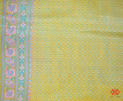 Yellow Chauthera (Four Color) Resham Zari Tanchoi Katan Silk Saree - Bharat Silk House Tanchoi katan