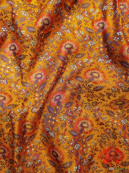 Yellow Chauthera (Four Color) Resham Zari Tanchoi Katan Silk Saree - Bharat Silk House Tanchoi katan