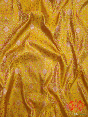 Yellow Dohri Resham Zari Booti Tanchoi Silk Saree - Bharat Silk House Tanchoi katan