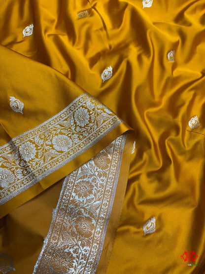 Yellow Mashru Silk All Over Booti With Jaal Blouse Design Saree - Bharat Silk House Mashroo Silk