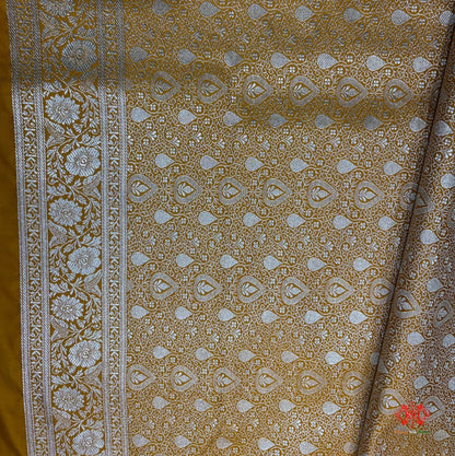 Yellow Mashru Silk All Over Booti With Jaal Blouse Design Saree - Bharat Silk House Mashroo Silk