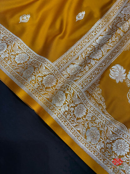 Yellow Mashru Silk All Over Booti With Jaal Blouse Design Saree - Bharat Silk House Mashroo Silk