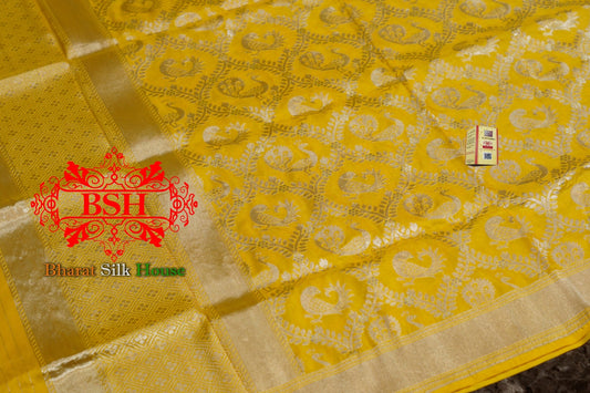 Yellow Pure Kataan Silk Sona Rupa Dupatta - Bharat Silk House Pure Silk Dupatta