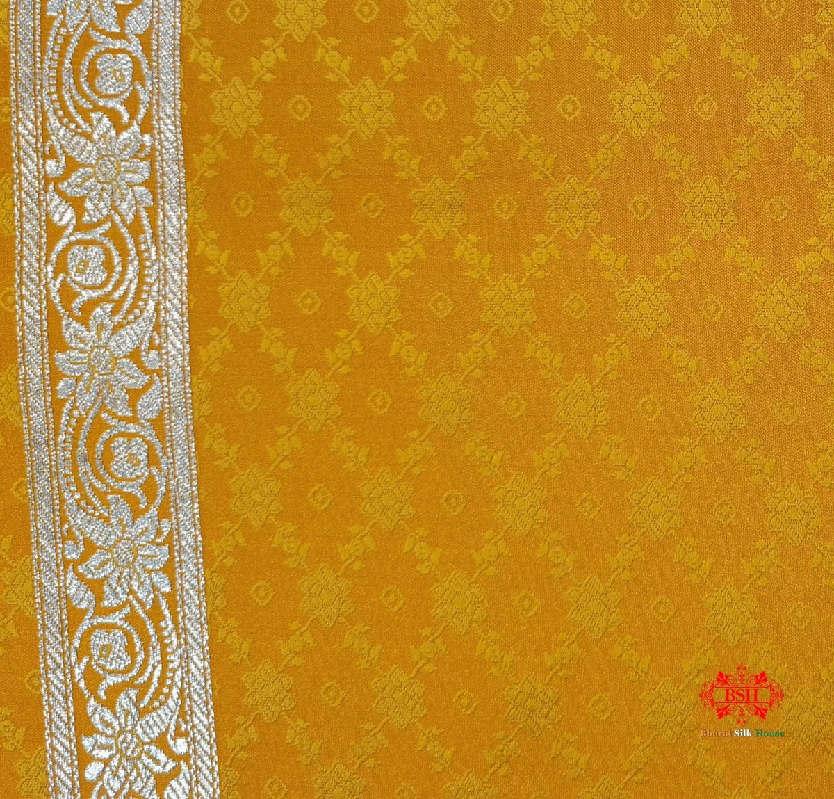Yellow Single Zari Tanchoi Silk Saree - Bharat Silk House Tanchoi katan